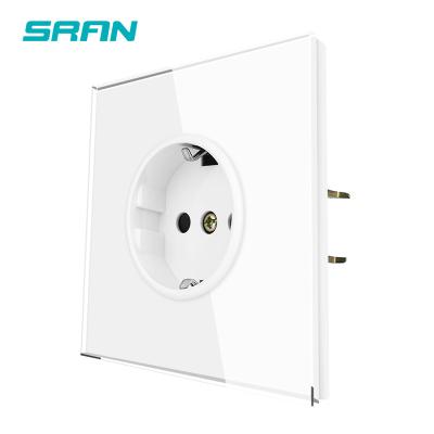 China With 1.4mm Iron Plate / With EU Standard Power Sockets Outlet Full Wall Mount Panel AC220~250V 16A Luxury Wall Socket AC220~250V 16A Tempered Glass Germany Claw Wall Socket for sale