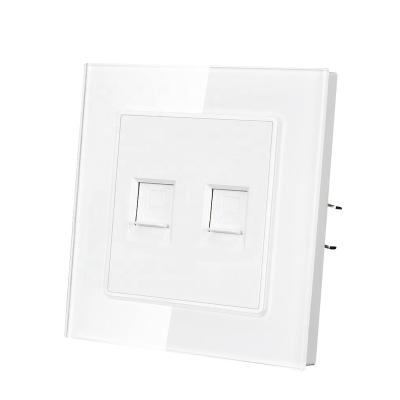 China With 1.4mm Iron Plate / With Bracket Claw Tempered Glass Panel Wall 2 Strip RJ45 Computer / Internet Socket / Electrical Outlet Outlet for sale