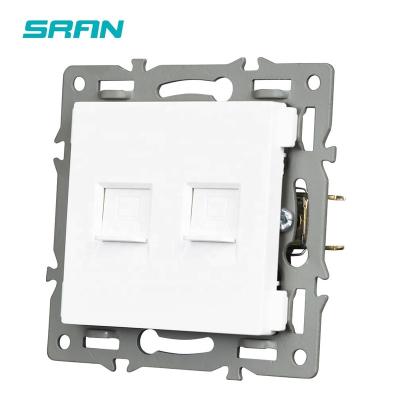 China With 1.4mm Iron Plate / With Mount Claw SRAN RJ45 Shiel Plug DIY White Plastic Materials With Iron Claw EU Standard Computer Socket Module FG01-2IN for sale