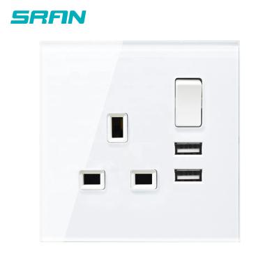 China UK 3mm Sran 86mm Good Quality UK Hotel Use High Strength Tempered Glass Panel Tempered Glass Wall Switched Socket for sale