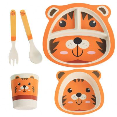 China Sustainable No. 14 Fork Spoon Bowl Dish Gift Box Dinnerware Set 1 Sustainable Eco-Friendly Bamboo Fiber Kids Tableware Suit Kids for sale