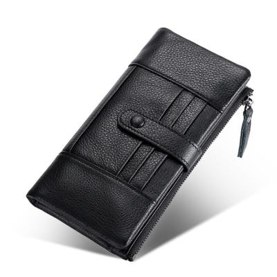 China New Creative Design Anti-theft Anti-theft Anti-magnetic Leather Men's Long Clutch Wallet Whip Coin Purse Large Capacity Card Holder for sale