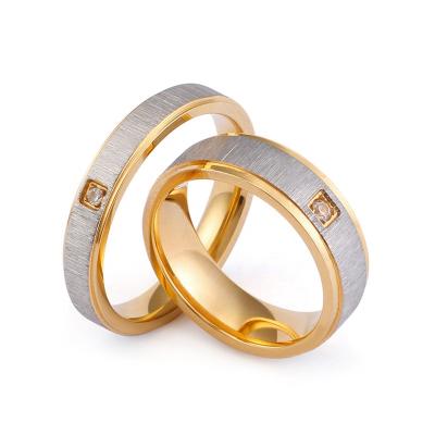 China Factory 2 Pcs FASHIONABLE Engagement Jewelry 14k Gold Romantic Couple Rings Wedding Rings For Women Men for sale