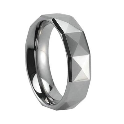 China CLASSIC Christmas Gift Couples Jewelry Geometric Rhombus Shape Ring Women Mens Tungsten Rings Hammered Faceted for sale