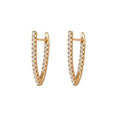 China CLASSIC hot sale women's earrings in Europe and America 14K gold plated earrings Zircon V-shaped earrings for sale