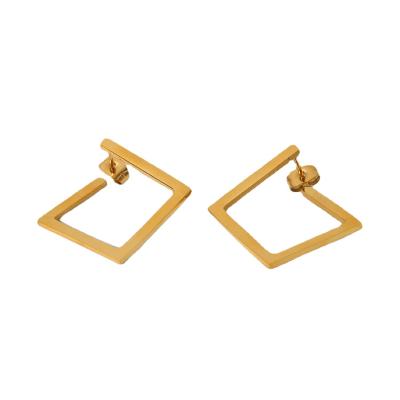 China European Hiphop Stainless Steel Jewelry Geometry Earrings Gold Plated Unique Stud Earrings For Women for sale