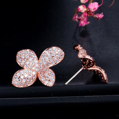 China FASHIONABLE Custom Brass Jewelry Micro Paved Zircon 5A Butterfly Wings Custom Earrings Butterfly Earrings for sale