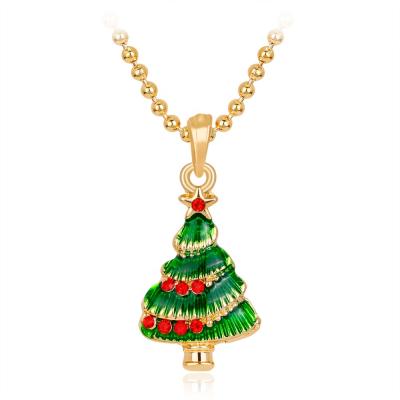 China New Year Tree Pendant Gift Customized Christmas Jewelry Accessories Enamel Gold Plated Christmas Tree Pendant for sale