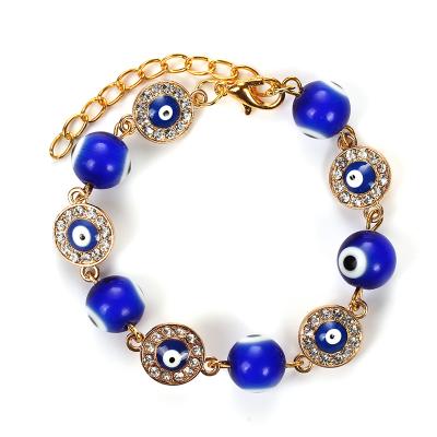 China Hot Selling Custom Gold Plated Devil's Eye Crystal Beaded Bracelets BOHEMIA Beads For Women Bead Bracelets for sale