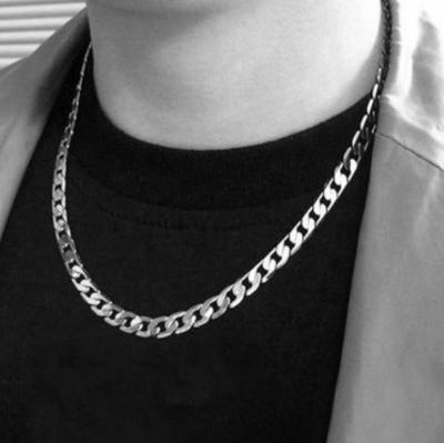 China Wholesale CLASSIC Mens Hip Hop Jewelry Non Tarnish Stainless Steel Necklace Flat Restriction Chain for sale