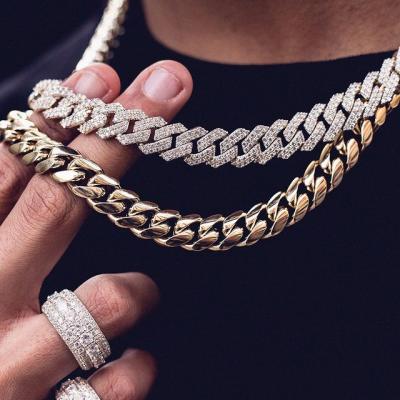 China Miss Jewelry Hip Hop 18K Gold FASHION Custom Diamond Necklace Iced Out Cuban Link Chains For Men for sale