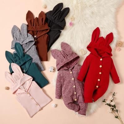 China Autumn Clothing Newborn Baby Girl Boy Ears Long Sleeve Hooded Rompers Long Sleeve Long Bunny Jumpsuit Warm Cute Outfits for sale