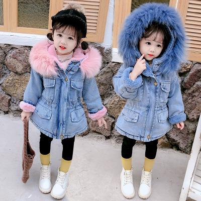 China Baby Winter Waterproof Jackets Plus Velvet Thicken Toddler Cowboy Outerwear For Infant Girl 2-6 Y Warm Denim Coat for sale