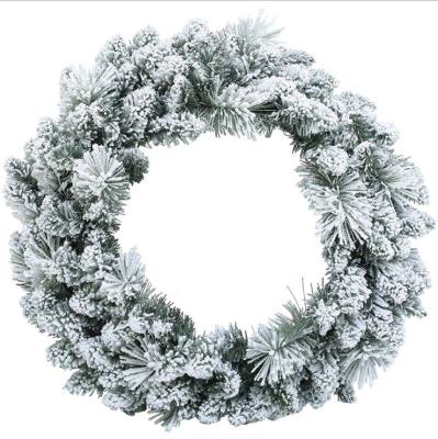 China Super September Snow PVC Pine Needle Indoor/Outdoor Decoration Mixed Artificial Assembled Christmas Wreath for sale