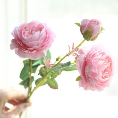 China European 3 Artificial Silk Rose Peony Artificial Silk Main Flower For Wall Home Peony Wedding Decoration Artificial Flower for sale