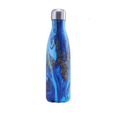 China 500ml Hot Selling Sustainable Fancy Printing Wooden Water Cola Bottle Stainless Steel Sport Bottle For High Grade Gift for sale