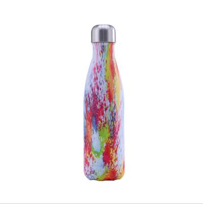 China Hot Selling Lovely Printing 500ml Stainless Steel Sport Sustainable Water Cola Bottle Wooden Bottle For Wedding Gift for sale