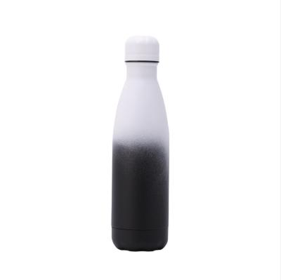 China 500ml Gradient Black Powder Coating Water Bottle Amazon White Top Viable Selling Gift Bottle for sale