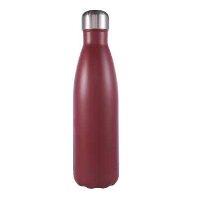 China Sustainable 500ml Powder Coating Brown Water Bottle Wholesale Insulated Stainless Steel Double Wall Bottle Flask for sale