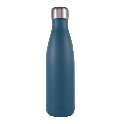 China 500ml Sustainable Powder Coating Blue Water Bottle Wholesale Insulated Stainless Steel Water Bottle Customized Sport for sale