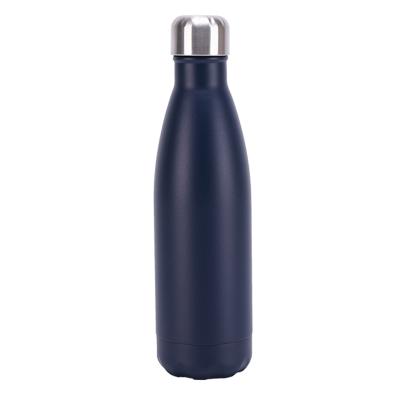 China 500ml Powder Coating Sustainable Water Bottle Wholesale Stainless Steel Vacuum Insulated Dark Blue Water Bottle for sale