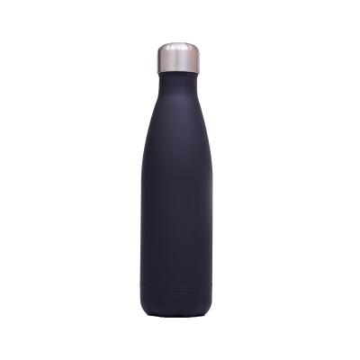 China Durable Printing 500ml Rubber Bottle Stainless Steel Vacuum Insulate Gym Rubber Black Water Bottle With Custom Logo for sale