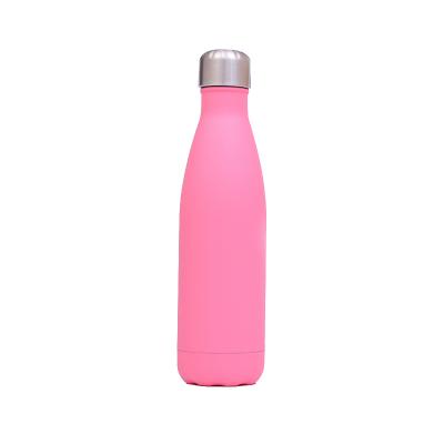 China Pink 500ml Sustainable Rubber Water Bottle Stainless Steel Vacuum Insulate Custom Water Bottle With Custom Logo for sale