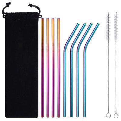 China Wholesale Sustainable Eco Friendly Colorful Reusable Stainless Steel Metal Amazon Drinking Straw With Custom Logo for sale