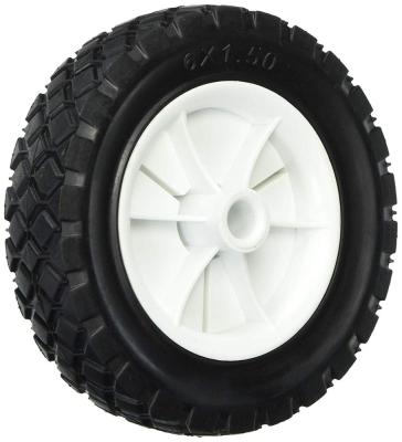 China Free Hot Selling 6 Inch Replacement Flat Wheels Semi-pneumatic Rubber Tire With Plastic Rim for sale