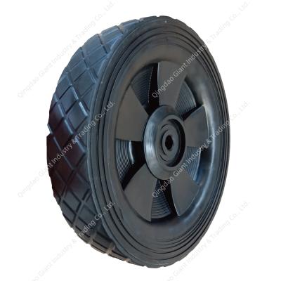 China 8 Inch 8x1.75 Flat Free Inch PVC Plastic Wheels For Motor Folding Garden Tool Cart Beach Lawn Mower Pull Golf Cart Utility Spreader for sale