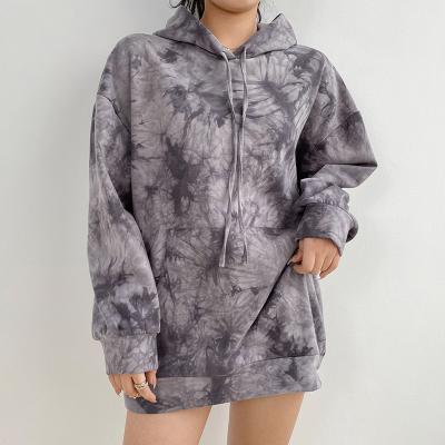 China 2021 Breathable Hot Sale Custom Logo Sweat Tie Top Dye Oversized Outwear Autumn Pullover Streetwear Sweatshirts Hoodies Casual Loose for sale