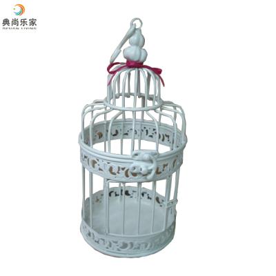 China White and Gold Decorative Table Weddings Birdcage Metal Wire Centerpiece, Wedding Flower Candy Card Box 10x10x22cm for sale