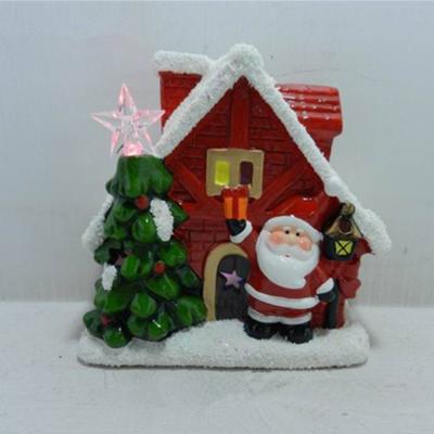 China Funny Ceramic Christmas Decoration Christmas Village House With LED for sale