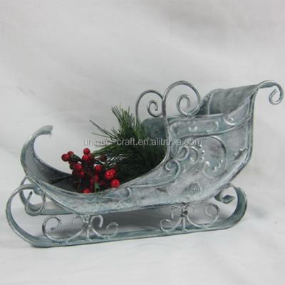 China Christmas Decoration White Metal Christmas Sleigh for Holiday Decor for sale