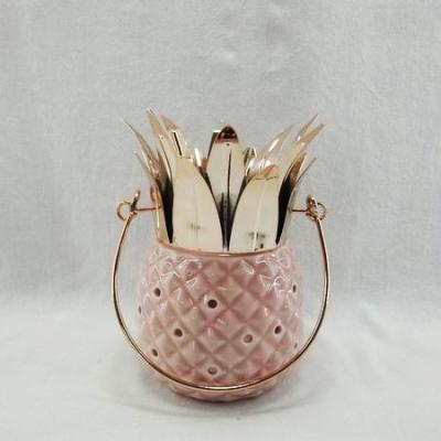 China High Quality Ceramic Home Candle Holder Artificial Lantern Pineapple Fruit Decoration Home Decoration for sale