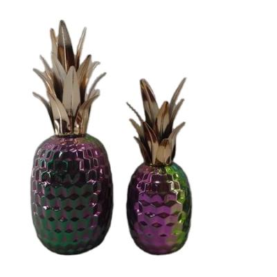 China Tabletop Ceramic Artificial Wholesale Colorful Pot Pineapple Fruit Home Decoration for sale