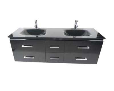 China New Design MDF Black Sink Water Resistant Environmental Friendly Glass Toilet Furniture Modern Bathroom Vanity Cabinets for sale