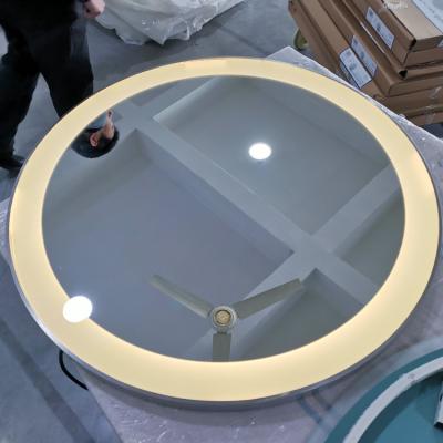 China 80*80cm Stainless Steel Round Frame IP44 Water Proof LED Mirror Light Silver Copper Lead Free for sale