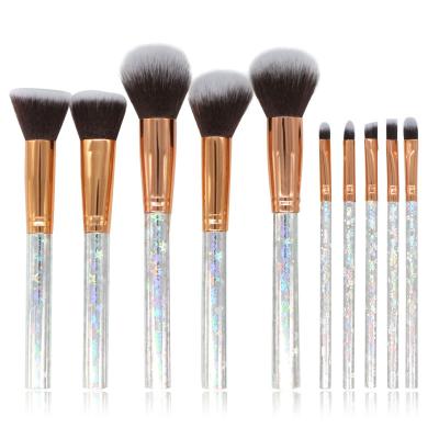 China Hot Sale 10pcs Flat Brush Marble Base Powder Beauty Makeup Set Brush for sale