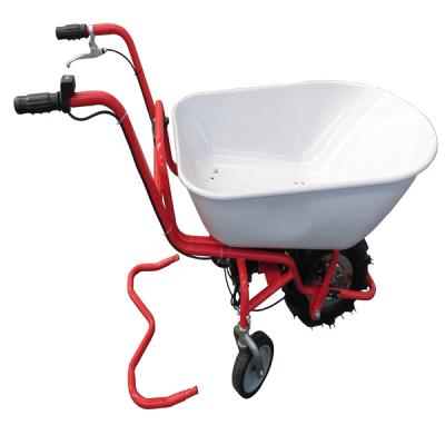 China Wheeled Pneumatic Wheel And Metal Tray Material Electric Power Wheelbarrow 965*690*520 for sale