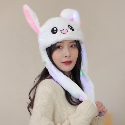 China Fashion Luminous Bunny Hat, Plush Hat Movable Bunny When Pinching Bunny Ears Hat for sale