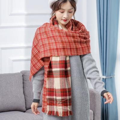 China New Fashion Cashmere Shawl Autumn And Winter Scarf Retro Warm Plaid Scarf for sale