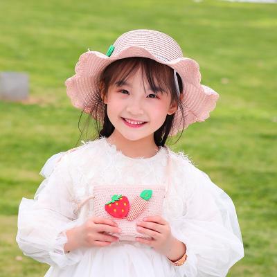 China Fashion Wholesale Super Cute Straw Hat Thin Sunscreen Sun Hat Baby Sun Hat for sale