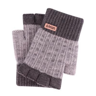 China Fashion Alpaca Fleece Finger Permeable Winter Warm Gloves for Men Mow Office Writing Cold-proof Wool Knit Half-Finger Gloves for sale