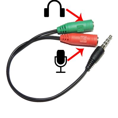 China Car Stereo Audio 3.5mm Cables Male To Female Headphone 2 Microphone Karaoke Splitter Cable Adapter for sale