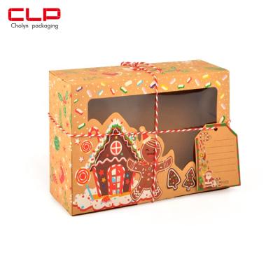 China CLP Recyclable Christmas Party Shower Christmas Donut Cupcake Candy Treat Boxes Cookie Paper Gift Boxes With Window for sale