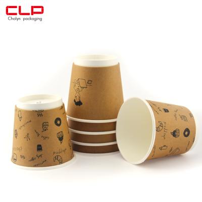 China Coffee Tea Drinks Hot Wall Recyclable Paper Cup Double Wall Single Wall Paper Cup With Custom Size Logo for sale