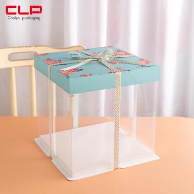 China Recycled Materials Wholesale Plastic PET Cake Box Wedding Birthday Cake Packaging Box Big Large In Bulk for sale