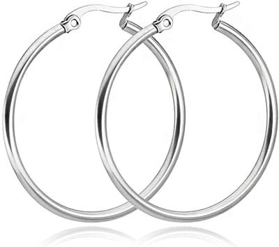 China CLASSIC 316L Stainless Steel Hoop Earrings For Women Men Rounded Huggie Earrings Silver Gold Tone Hoop Earrings Set 10mm-100mm for sale