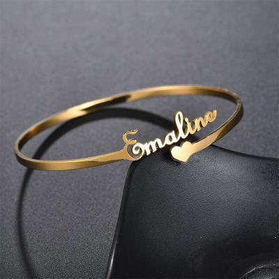 China Fashion Customized Name Bracelet Personalized Custom Charm Gold Color Silver Bracelets For Women Stainless Steel Jewelry Gift for sale